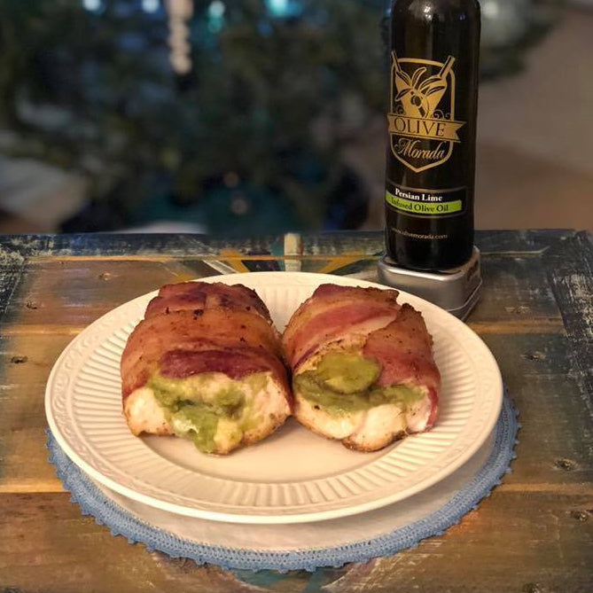 Easy Lime Bacon Wrapped Guacamole Stuffed Chicken