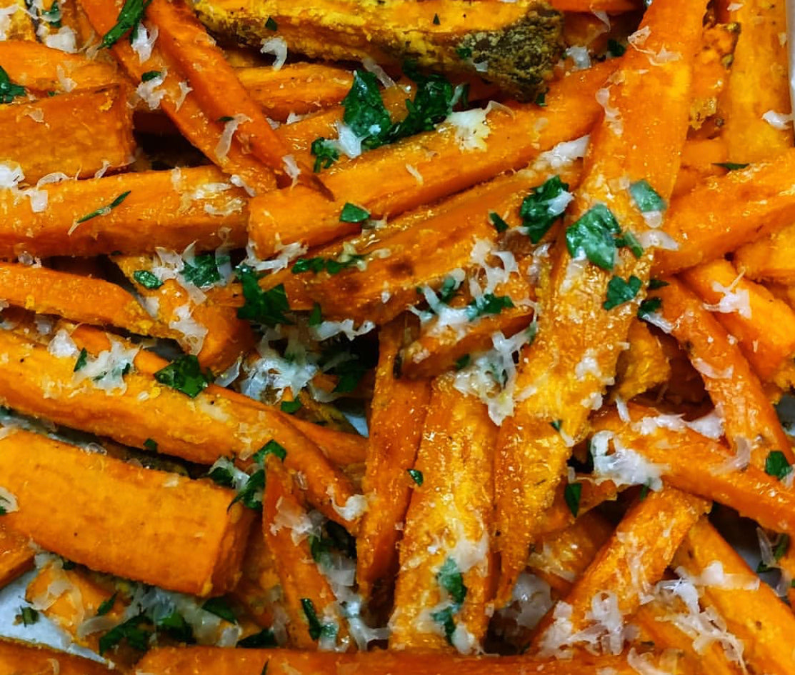 Easy Squeezy Balsamic Sweet Potatoes